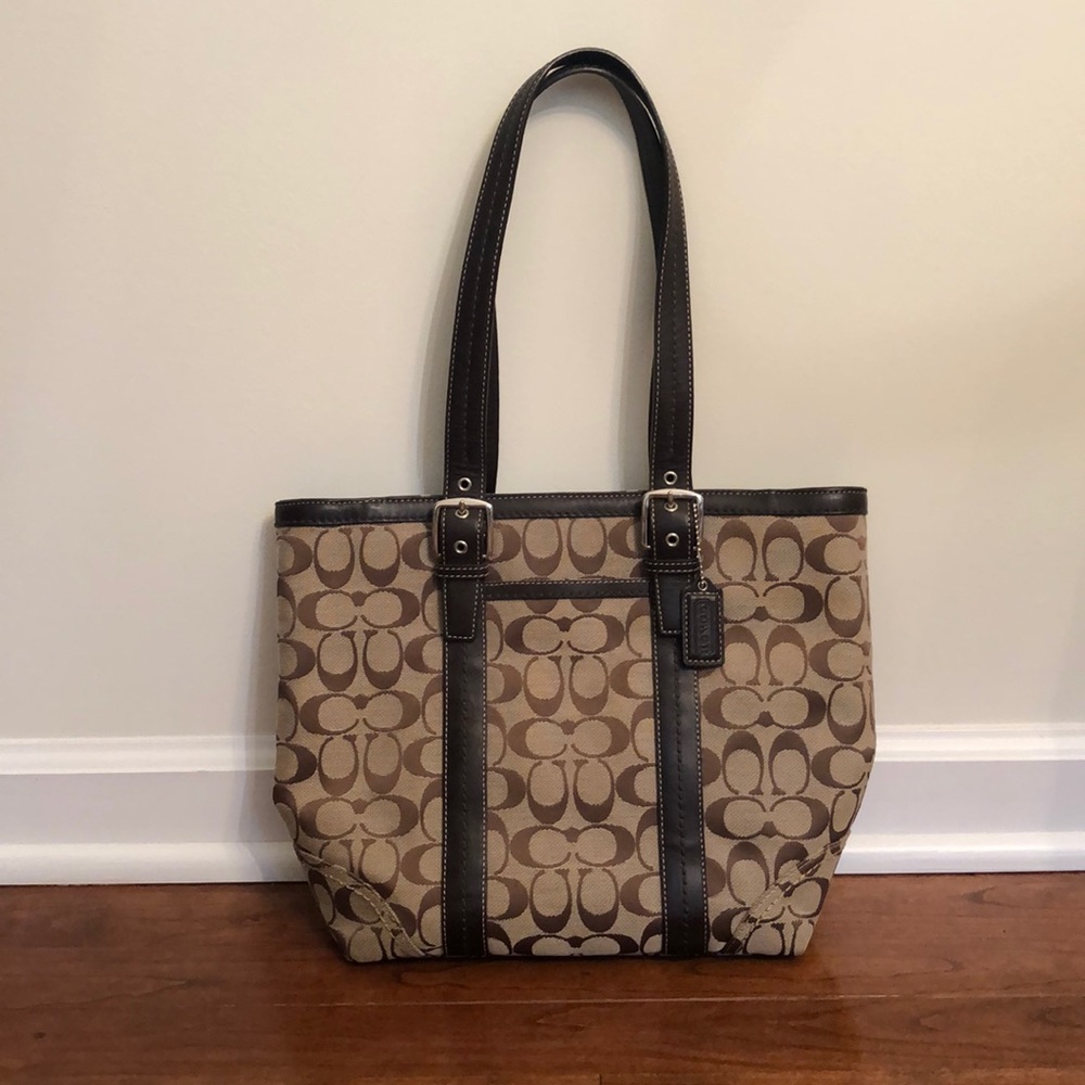 Coach Brown Canvas Tote